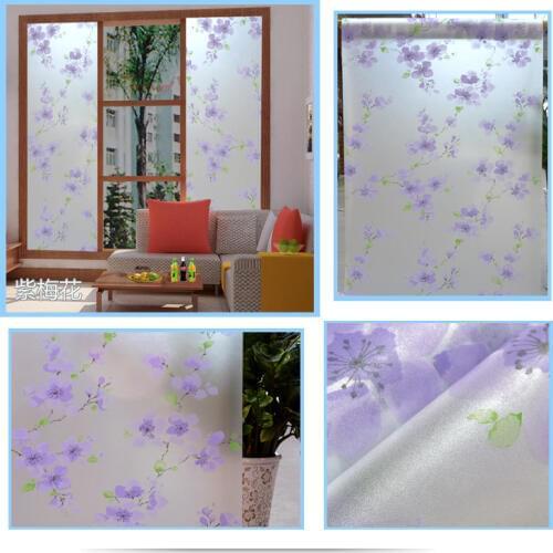 Blue Plum blossom Window Film Frosted Opaque Glass Privacy Glass Stickers film stained glass For Home Decor christmas 200cm long
