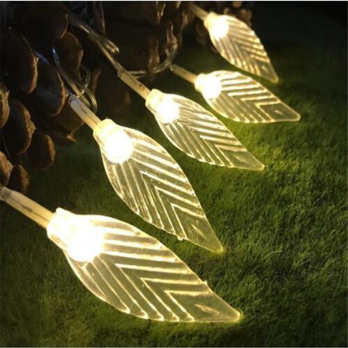 7.5M 50LEDs transparent Leaf Garland Battery Operate Lamp LED Fairy Beads String Lights For Holiday Party Home Garden Lawn Decor
