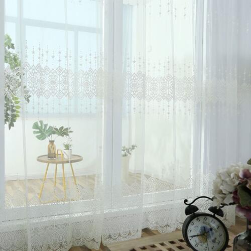 Luxury embroidered white tulle curtains for living room bedroom kitchen lace tulle perspective curtain tulle can be customized