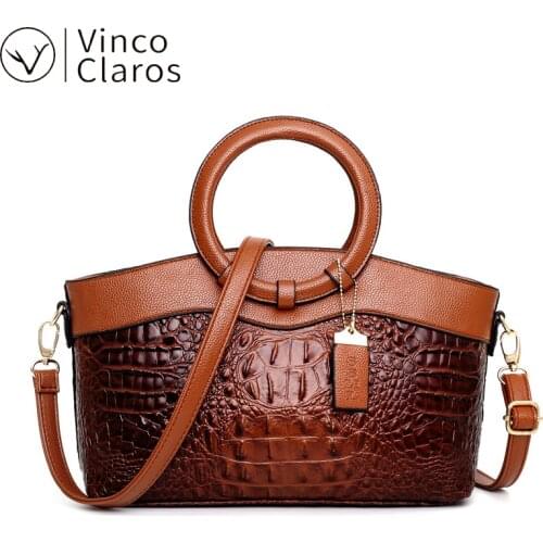 Luxury Crocodile Pattern PU Leather Handbags Women Bags Designer Vintage Shoulder Crossbody Handle Bag Large Capacity Waterproof