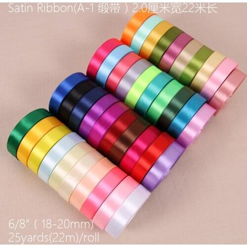 60 colors Satin 20mm 25Yards Wedding Silk Ribbon Party Decoration Satin Tapes Crafts Decor Invitation Card Gift Wrapping B