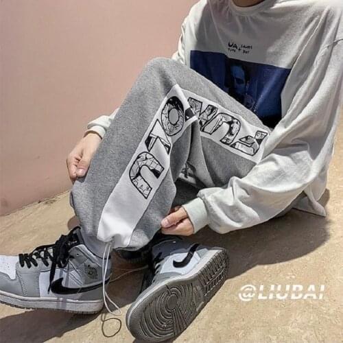 Gray Sweatpants Joggers For Women Letter Print Pants Beam Feet Harem Pant Baggy High Waist Straight Pants Sport Trousers Teens
