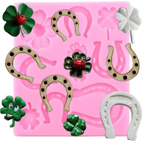 Horse Shoe Silicone Molds Clover Ladybug Cupcake Topper Fondant Cake Decorating Tools Clay Candy Chocolate Gumpaste Moulds