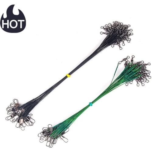 20PC/lot Anti Bite Steel Fishing Line 15/20/25/30cm Steel Wire Leader With Swivel Fishing Accessory Lead Core Leash Fishing Wire