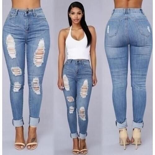 Style Cotton Jeans Pants Summer fall for women Jeans 2020 Casual Boyfriend Denim Pencil Ripped Cool High Fashion Skinny