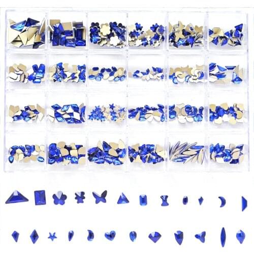 400/480pcs AB/Red/Aurora Glass Nail Rhinestones 20/24Grids Waterdrop Horse-Eye Diamond FlatBack Nailart Glass Gemstone #AB32