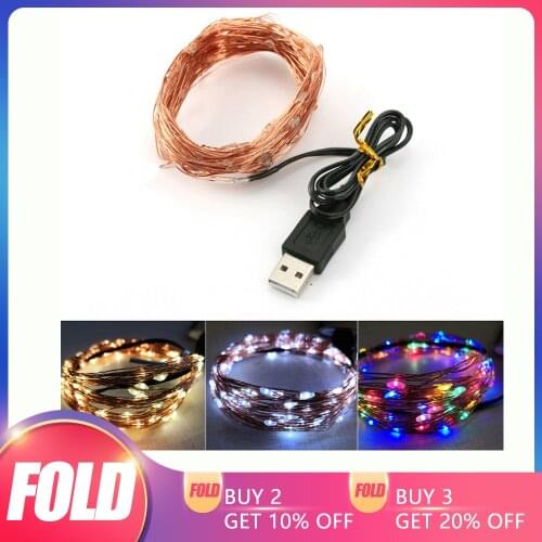 USB Led Fairy String Lights Holiday Outdoor Lamp Garland Christmas Tree Wedding Party Decor Waterproof Copper Wire 1/5/10/20M