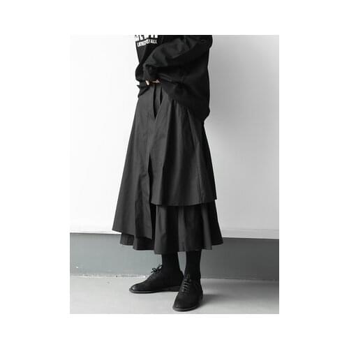 Dark Japanese street irregular fake two mid-length hemlines Spring and autumn