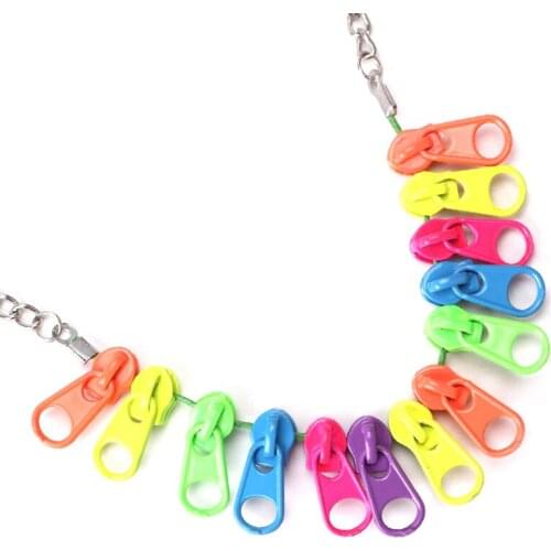 Candy Colorful Zipper Pendant Choker Necklaces Girls Boy Fashion Party Statement Collar Ethnic Necklace Girl Jewelry Duftgold