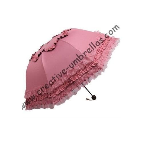 Princess umbrellas,100%sunscreen,UPF>50+,ladies'parasol,8k ribs,black coating,pocket parasol,UV protecting,lacing