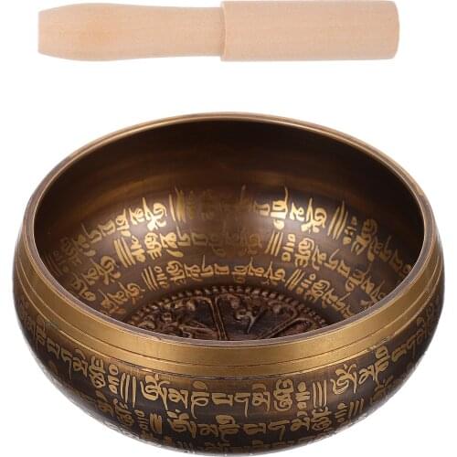 1 Set of Multipurpose Singing Bowl Bowl Creative Wooden Pestle (Tan)