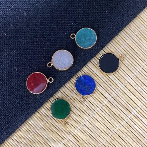 Small Disc-shaped Natural Stone Pendant Charm Jewelry Pendant for IDY Jewelry Making Necklace Bracelet Size 16x20mm