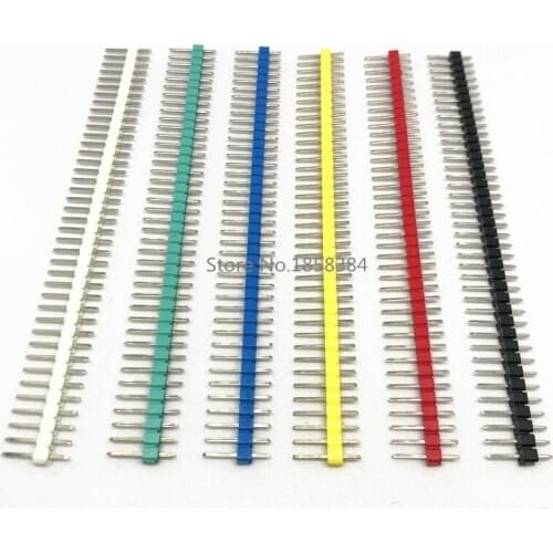 10PCS 40Pin 1x40P Male Breakable Pin Header Strip 2.54mm Long Blue Red White Green Yellow Connector 5 Colors