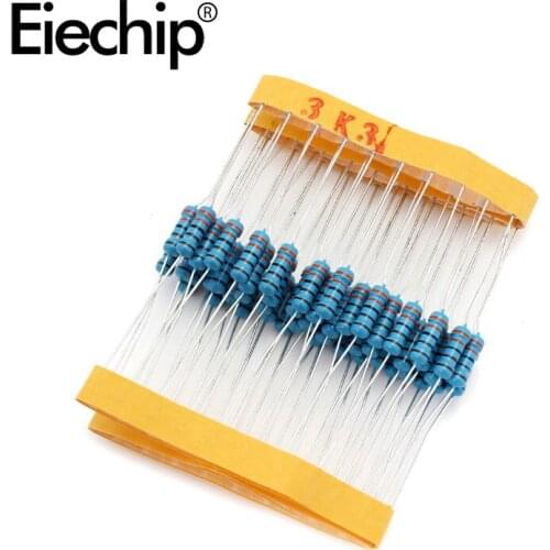 100pcs/lot 0.5W 1 ohm 1% Metal film resistor 1/2W resistance 3.3K Electronic resistors