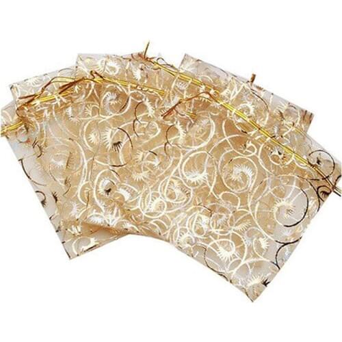 300pcs/lot 9X12cm Jewelry Candy Bags Packing Drawable Organza Bags Wedding Party Gift Bags Sachet Organza