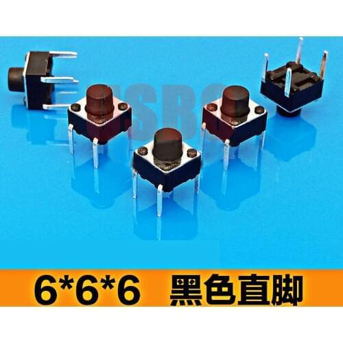 4 Pins Microswitch Tactile Push Button Switch At Right Angles To The Touch Black 6*6*6mm