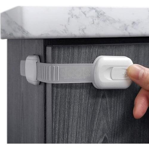 4 Pack) Child Safety Strap Locks for Fridge, Cabinets, Drawers, Dishwasher, Toilet, 3M Adhesive No Drilling