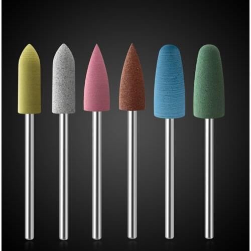 6pcs Rubber Nail Drill Bits Milling Cutter Polishing Buffer Files For Manicure Machine Pedicure Tools Electric Cutter Bits Set