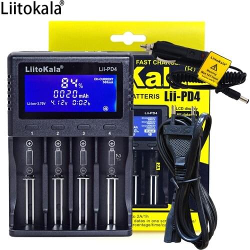 Liitokala Lii-PD4 Lii-PD2 Lii-402 Lii-202 100B LCD Battery Charger, Charging 18650 3.7V 18350 26650 18350 NiMH Lithium Battery