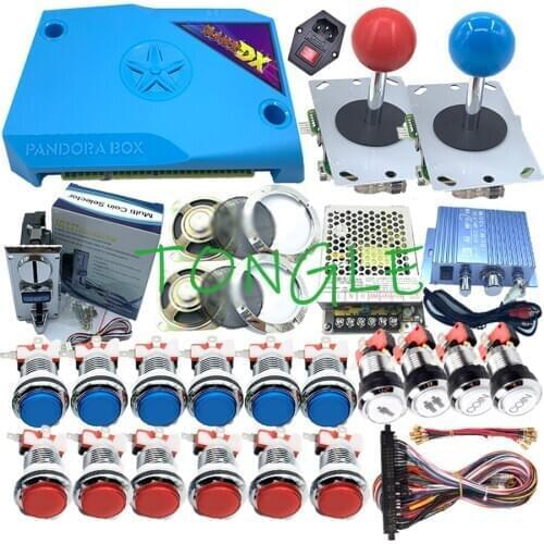 Arcade Cabinet Accessories Diy Kit 2Player Pandora Box DX Jamma Version 2992 gameJoystick 33mm Chrome Push Button Coin Acceptor