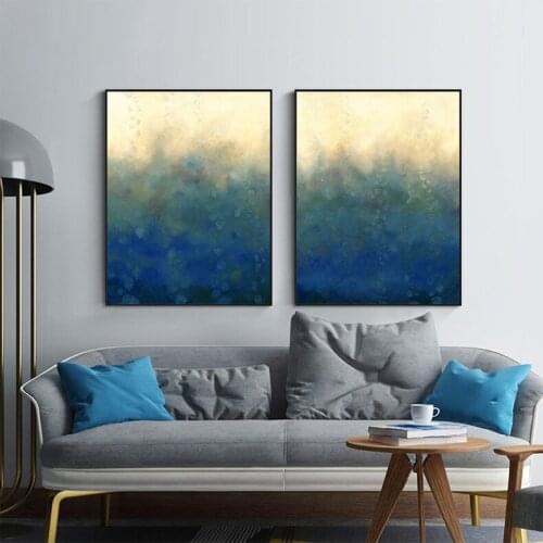Watercolor the blue sky Raindrop abstract Nordic style Modern Wall Art Nursery Picture Canvas Painting for home porch Decoration