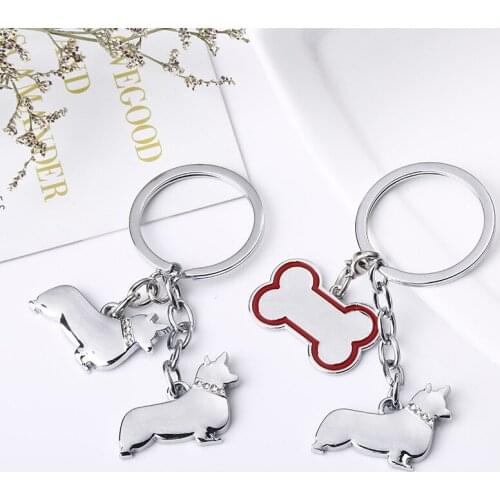 Corgi keychain cute key ring for women dog key chain key holder creative portachiavi chaveiro llaveros bag charm