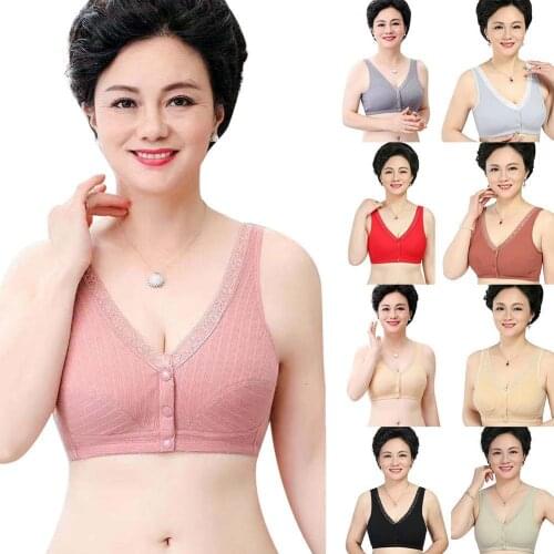 Bras For Women Underwear Push Up Bralette BH Seamless Cotton Front Button Elderly Bra Vest Bra Plus Size Lingerie