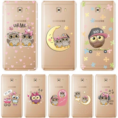 Owl Moon Heart Love Kawaii Cute Phone Case For Samsung Galaxy C5 C7 C8 Soft Silicone Back Cover For Samsung Galaxy C5 C7 C9 Pro