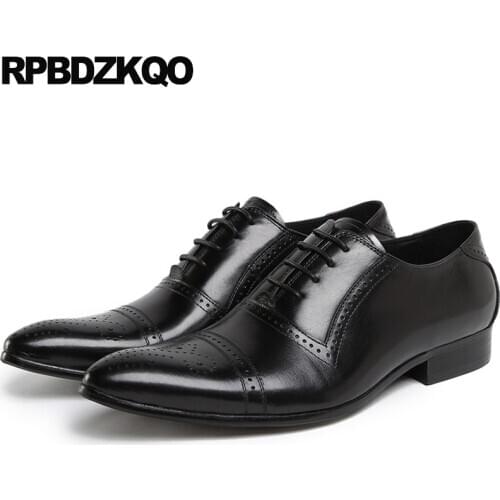 Black Elegant High Quality Italy Genuine Leather Formal Oxfords Luxury Rubber Sole Dress Shoes Real Pointed Toe Fashion Popular
