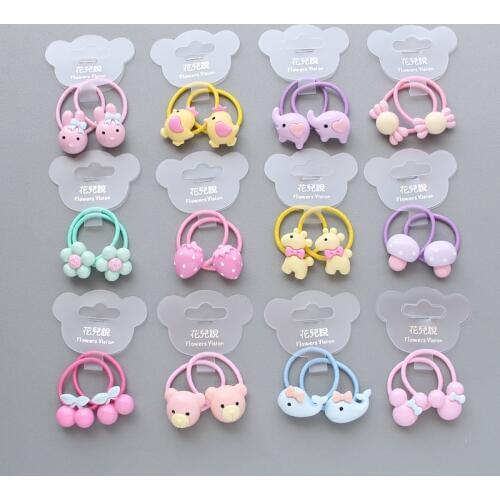 2 PCS Cartoon Fruit Flower Princess Headwear Baby Headdress Children Hair Ropes Girls Hair Accessories Kids Elastic Hair Bands