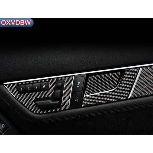 For mercedes C class w204 interior decoration moulding carbon fiber Seat Adjust button decals car sticker Door Panel Trim strips