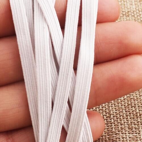 5mm White Nylon Coated Flat Elastic Cord band Elastic Cord Stretch Elastic Rope Trim Bracelet Making masks