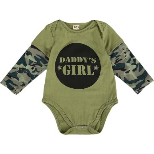 Newborn Baby Girls Boys Romper Outfits Camouflage Patchwork Long Sleeve Round Neck Buttons Army Green Short Jumpsuits free shipp