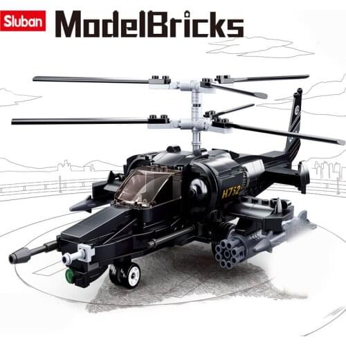 Sluban 0752 assembled building blocks educational toy tank model KA50 gunship Toys For Children Boys Gift