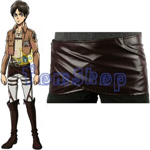 HOT! Japanese Anime Shingeki no Kyojin Attack On Titan Deluxe Edition Cosplay Costumes Chocolate Leather Apron Belt Skirt