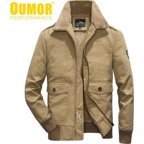 Oumor Men 2019 Winter Casual Warm Fleece Military Army Cargo Jacket Parkas Men Brand Outfit Fashion Warm Thick Pocket Parkas Men