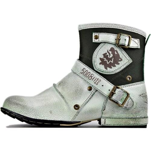 2021 OTTO ZONE New England Western Boots Genuine Leather Mens Motorcycle Boots Ankle Boots Mens Casual Boots 5008-1-U