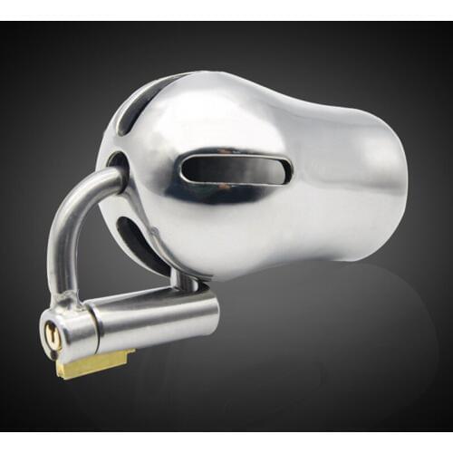 Stainless Steel Male Chastity Device with Titanium Plug,D-Ring PA Lock,Cockring,Glans Piercing Cock Cage,BDSM Sex Toys For Men