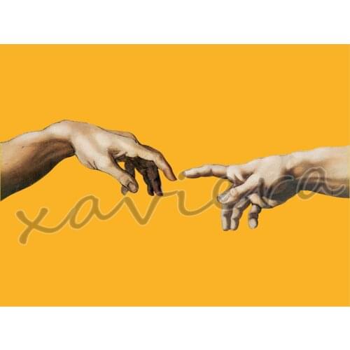 Xaviera Diy 5D Diamond Painting Full Drill Michelangelo Hands Square Rhinestone Cross Stitch Embroidery Kits Mosaic Artwork Gift