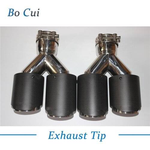 One Pair Y Model Matt Carbon Exhausts Dual End Tips for BMW For VW For Benz For Ak Exhaust Dual Muffler Pipes Tail Tips
