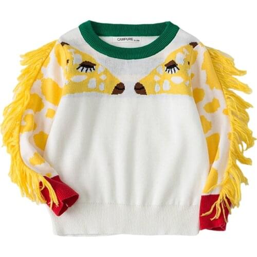 Autumn Baby Girl Sweater Childrens Boys Pullover Cartoon Giraffe Sweater Winter Toddler Kids Clothing Knitted Clothes Top