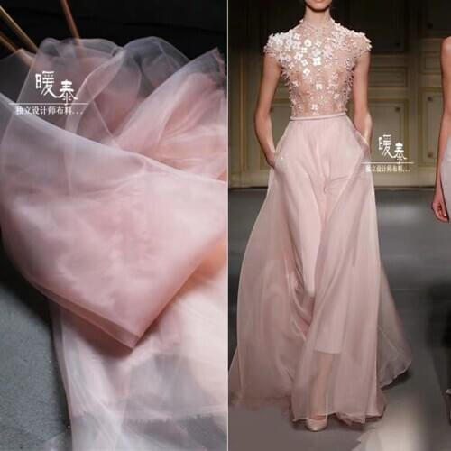 Pearlescent Tulle Fabric Organza Yellow and Pink DIY Veil Background Decor Skirt Wedding Dress Gown Lace Designer Fabric