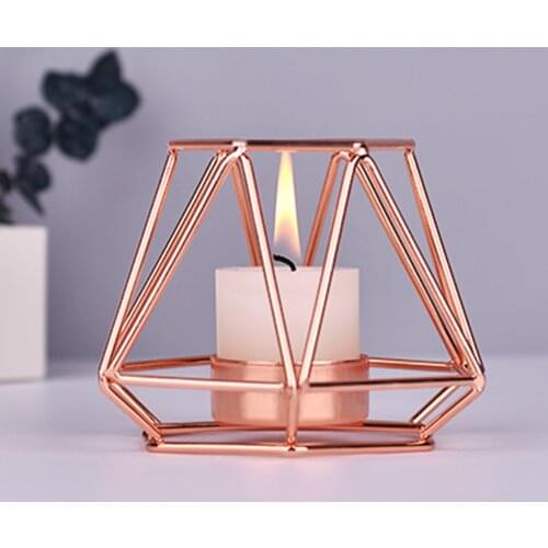 Nordic Style Wrought Iron Geometric Candle Holders Home Decoration Metal Candle Cup Holder Crafts Candleholders