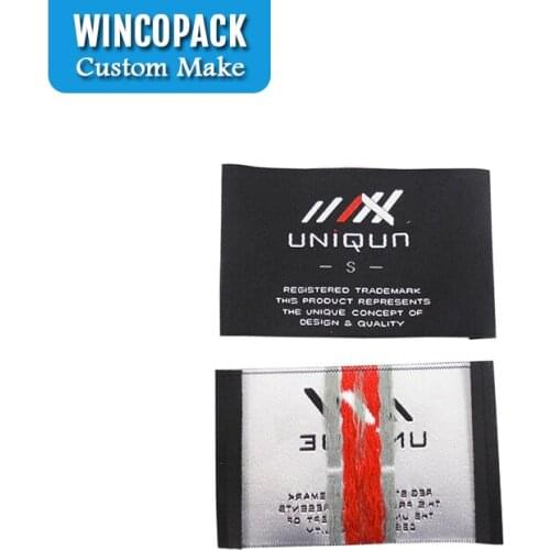 Custom Loop Fold/End Fold Satin Woven Label/Damask Woven Label Brand Name Private Clothing Label WL043