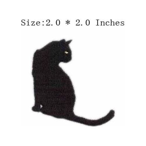 Black color cat 2.0"wide embroidery patch for israel/apliques de feltro/sit down and turn round