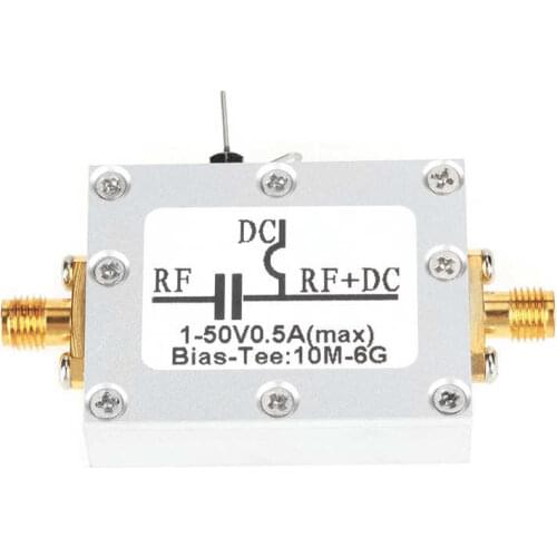 1 Pcs 10MHz-6GHz Bias Tee 10MHz-6GHz DC1-50V Broadband Radio Frequency Microwave Coaxial Bias