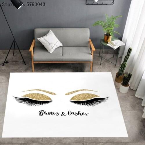 Eyelashes Eyeshadow Lips Area Carpet 3D Print Fashion Modern Makeups Large Carpet Cartoon Room Non-Slip Floor Carpet Decor