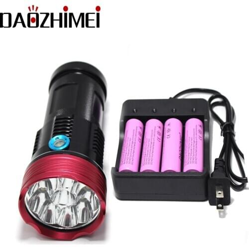 8000 lumens High power super bright flashlight 9/10/11 x XM-L T6 Waterproof camping Hunting tactical torch Use 4*18650 battery