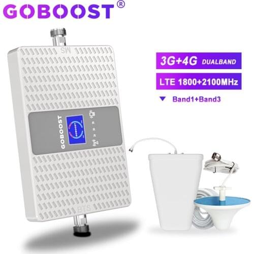 70db repeater LTE 3g 4g cellular booster dual band mobile phone 4g signal Amplifier 1800mhz 2100mhz LDPA+ceiling antenna kit