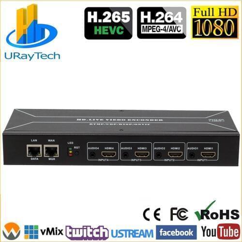 MPEG-4 H.264 HDMI To IP Video Stream Encoder Live Streaming HD Video IPTV Encoder 4 Channels HDMI To HTTP RTSP RTMP Encoder H264